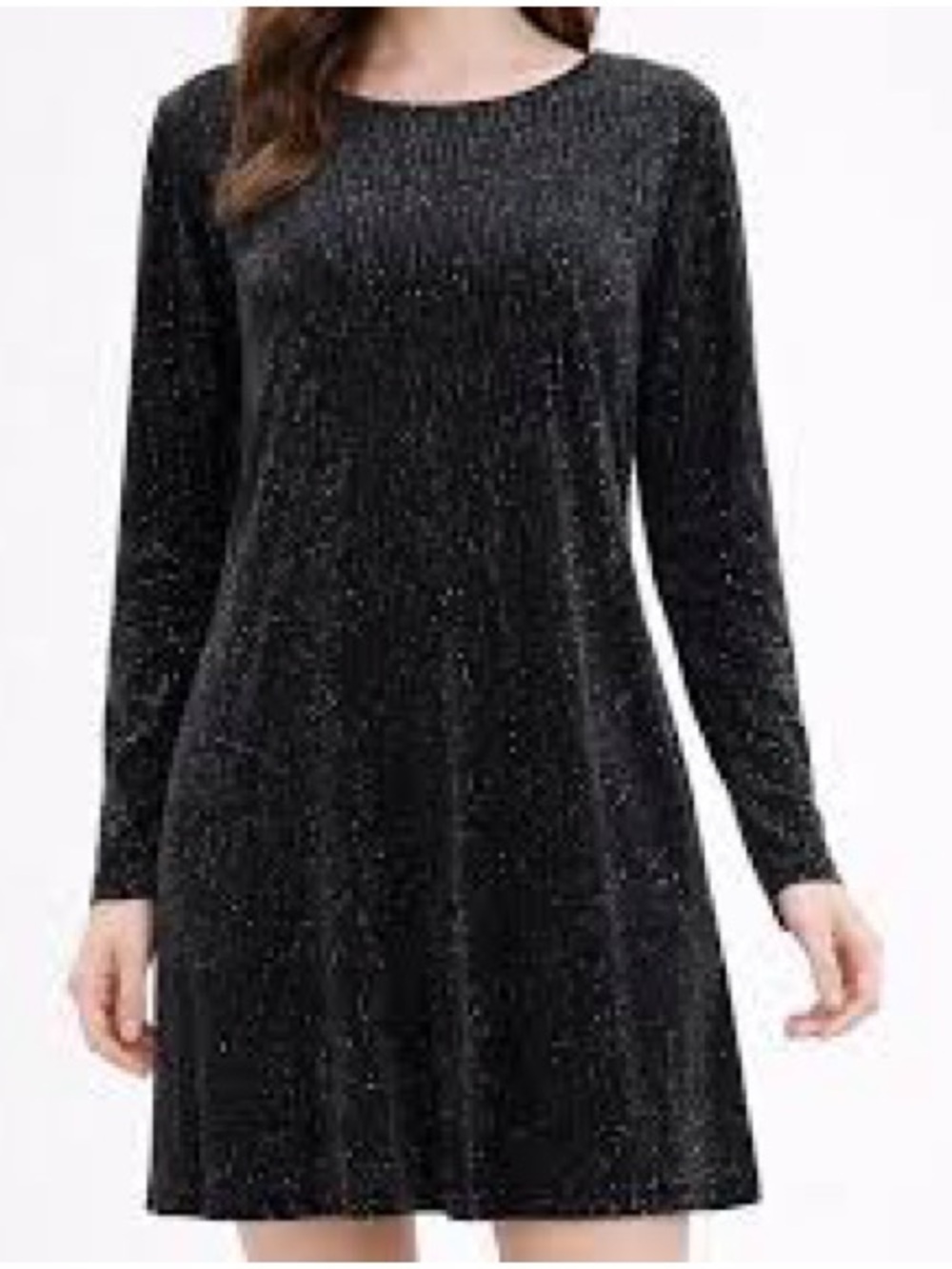 Ronni Nicole Black Metallic-Thread Long Sleeve Dress